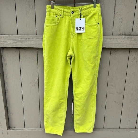 The Ragged Priest Denim - NWT The Ragged Priest Corduroy Jeans Neon Yellow Festival Rave Punk Sz 30